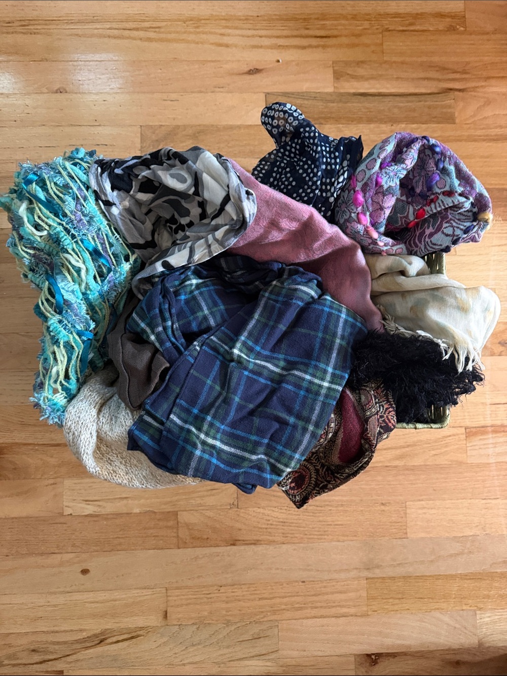 Box full of fancy scarves
